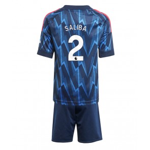 Arsenal William Saliba #2 Dětské Venkovní dres komplet 2025-26 Krátký Rukáv (+ trenýrky)